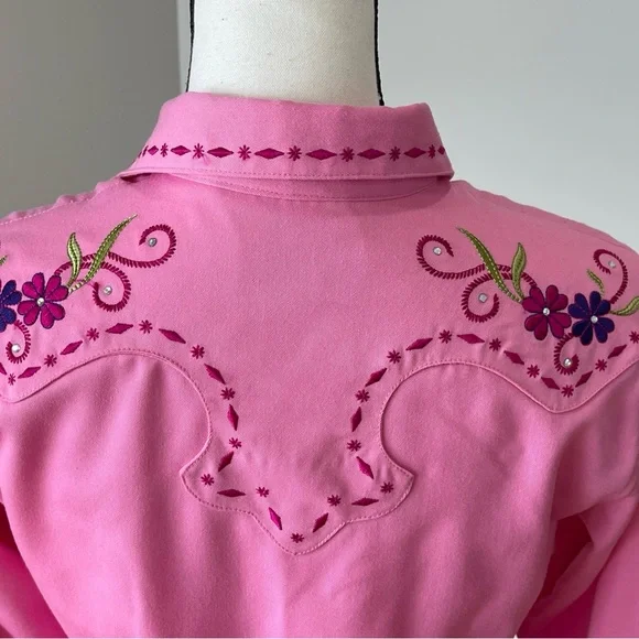 Panhandle Slim Embroidered rhinestones snap front western shirt rodeo barbie S - Picture 15 of 16